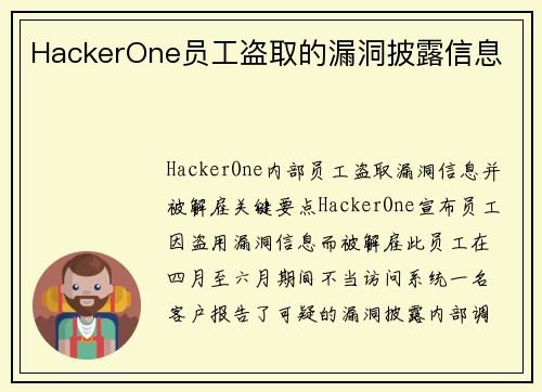 HackerOne员工盗取的漏洞披露信息 