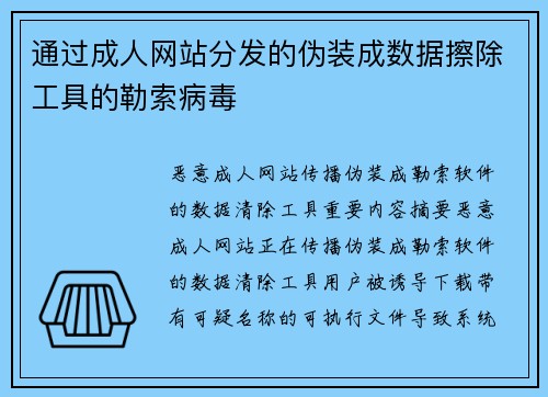 通过成人网站分发的伪装成数据擦除工具的勒索病毒 