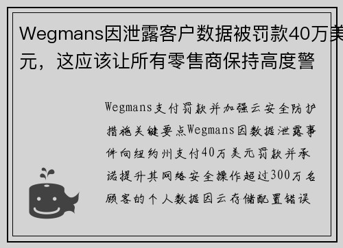 Wegmans因泄露客户数据被罚款40万美元，这应该让所有零售商保持高度警惕 传媒